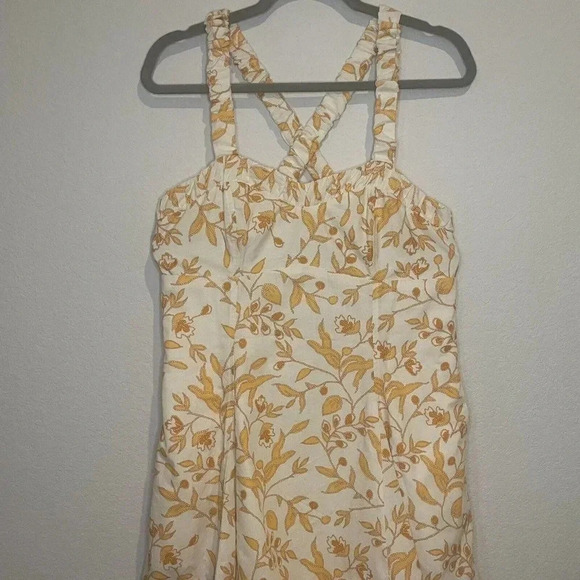 Anthropologie Maeve Womens Sweetheart Mini Floral Dress Orange And White Small - Picture 12 of 13